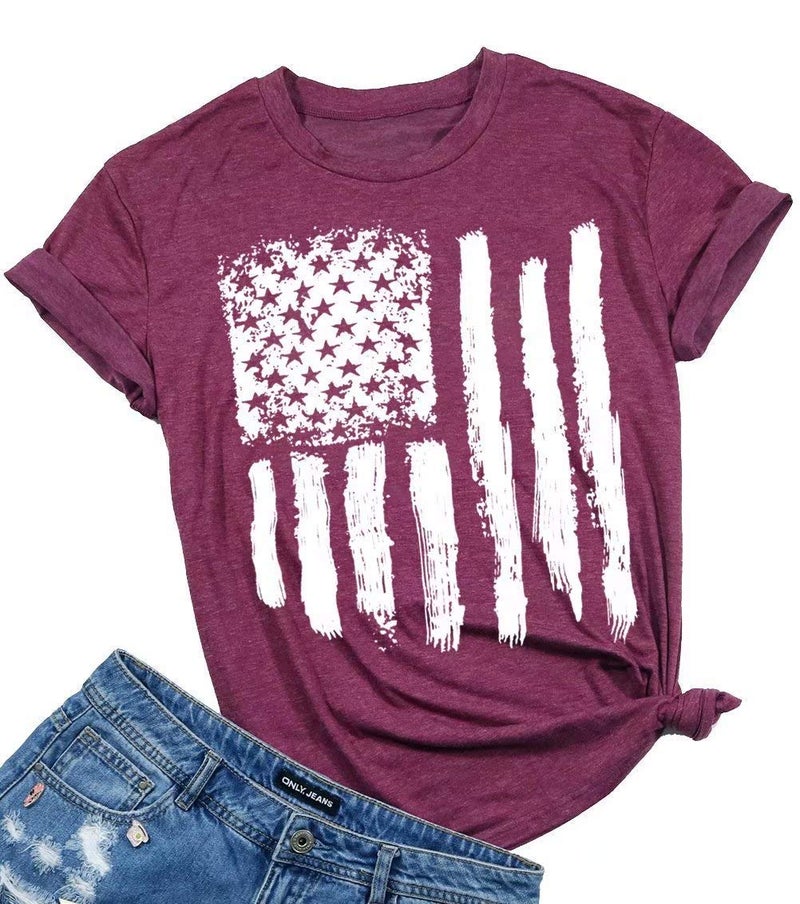 LUKYCILD Patriotic Shirts for Women American Flag Shirt 4th of July Tshirt Graphic Tees Casual Short Sleeve Tee Top - Image 1